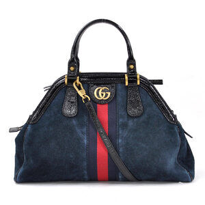 Gucci Double GG Cat Head Ribbon Handbag Shoulder Bag Suede Patent Leather